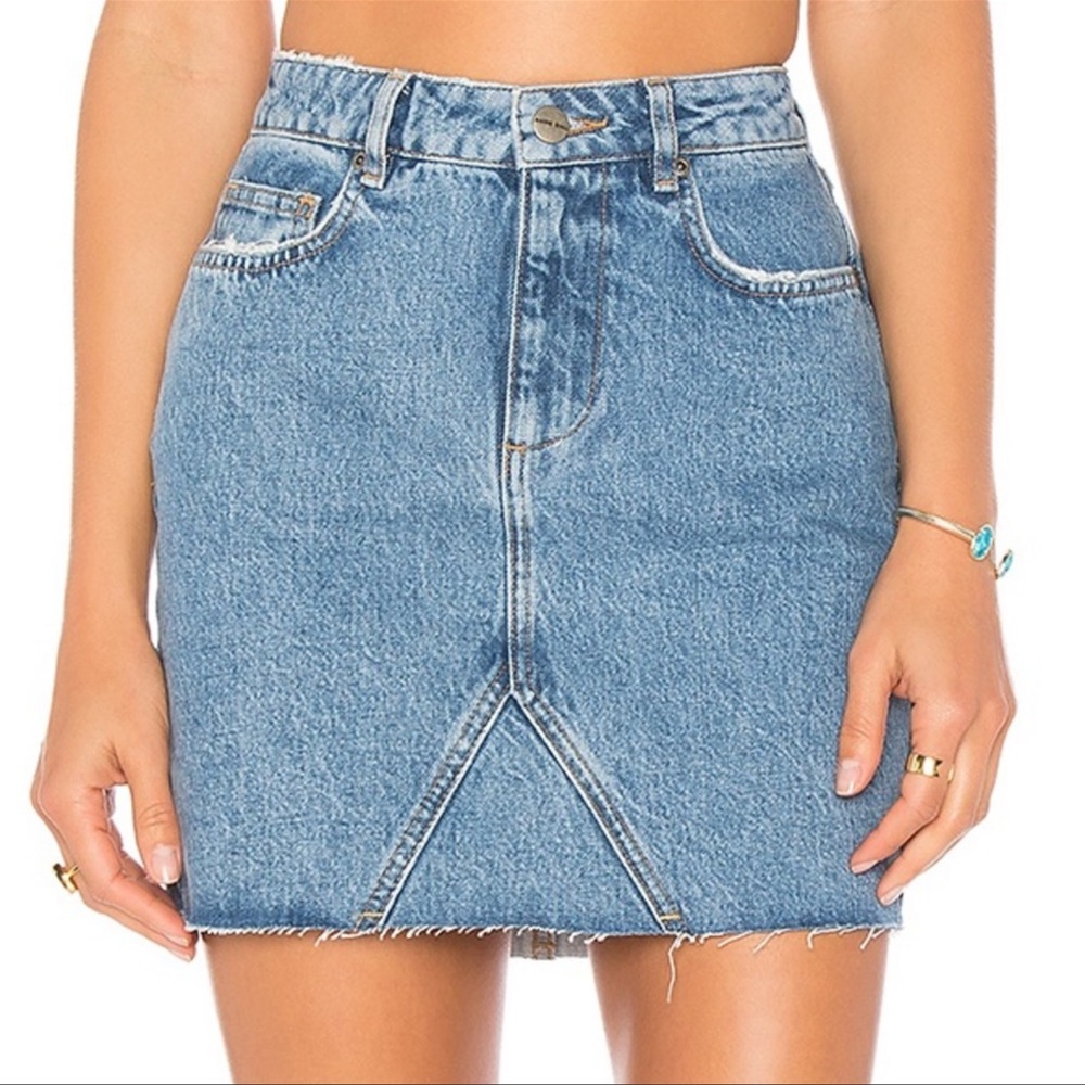 Anine Bing Raw Hem Denim Skirt Size medium